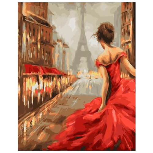 Картина по номерам Девушка на улице Парижа, 40x50 см
