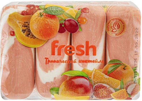 Крем-мыло туалетное, Fresh, 4 шт, Тропический коктейль