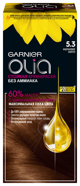 GARNIER Olia стойкая крем-краска для волос, 5.3 каштановое золото, 112 мл