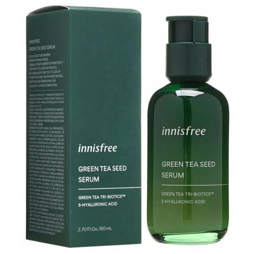 Innisfree Green Tea Seed Serum Увлажняющая сыворотка для лица с экстрактом зелёного чая и 5 видами гиалуроновой кислоты, 80 мл