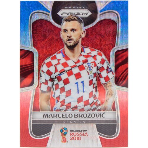 Коллекционная карточка Panini Prizm FIFA World Cup Russia 2018 #230 Marcelo Brozovic - Blue Red Wave S0005