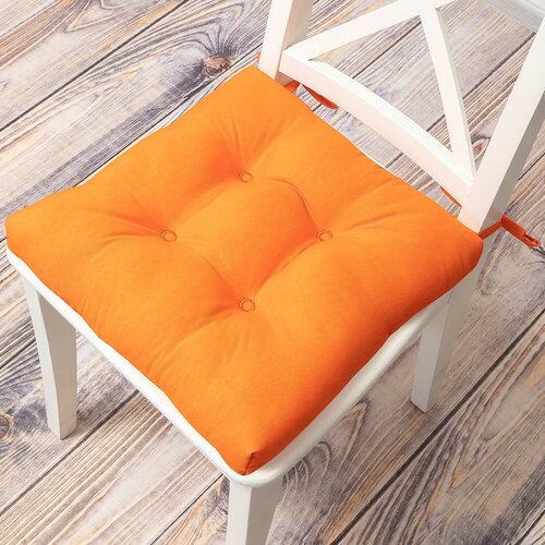 Подушка на стул /40*40 см /на завязках / хлопок /для кухни, зала, гостиной, беседки/ Оранж / Altali