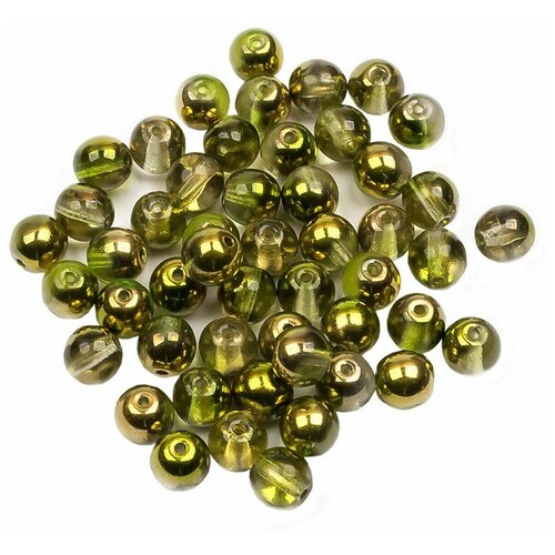 Стеклянные чешские бусины, круглые, Round Beads, 6 мм, цвет Crystal Sunny Magic Citrus, 50 шт.