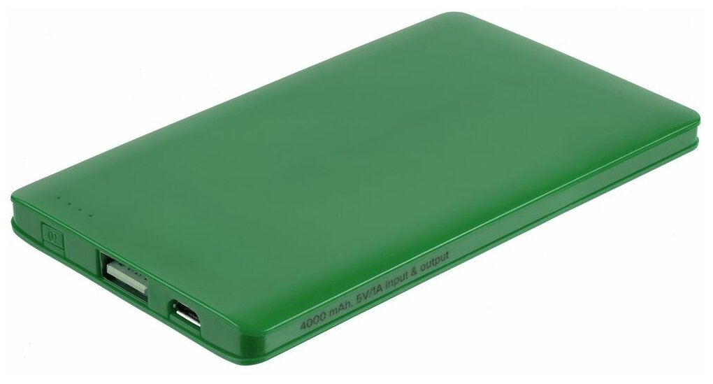 Внешний аккумулятор Easy Trick 4000 мАч зеленый 113х66х06 см; упаковка: 13х95х25 см пластик
