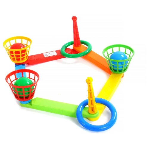 фото Кольцеброс (2 кольца, 3 корзины, 3 мячика), арт. pl6997 poltoys
