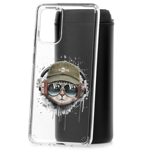 фото Чехол на samsung galaxy s20 plus kruche print кот в наушниках кruче
