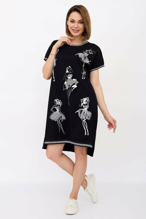 Платье Lika Dress, хлопок, повседневное, свободный силуэт, до колена, размер 52-54, черный