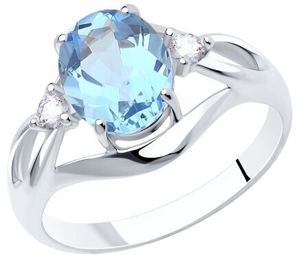 Кольцо Diamant online, серебро, 925 проба, топаз, фианит