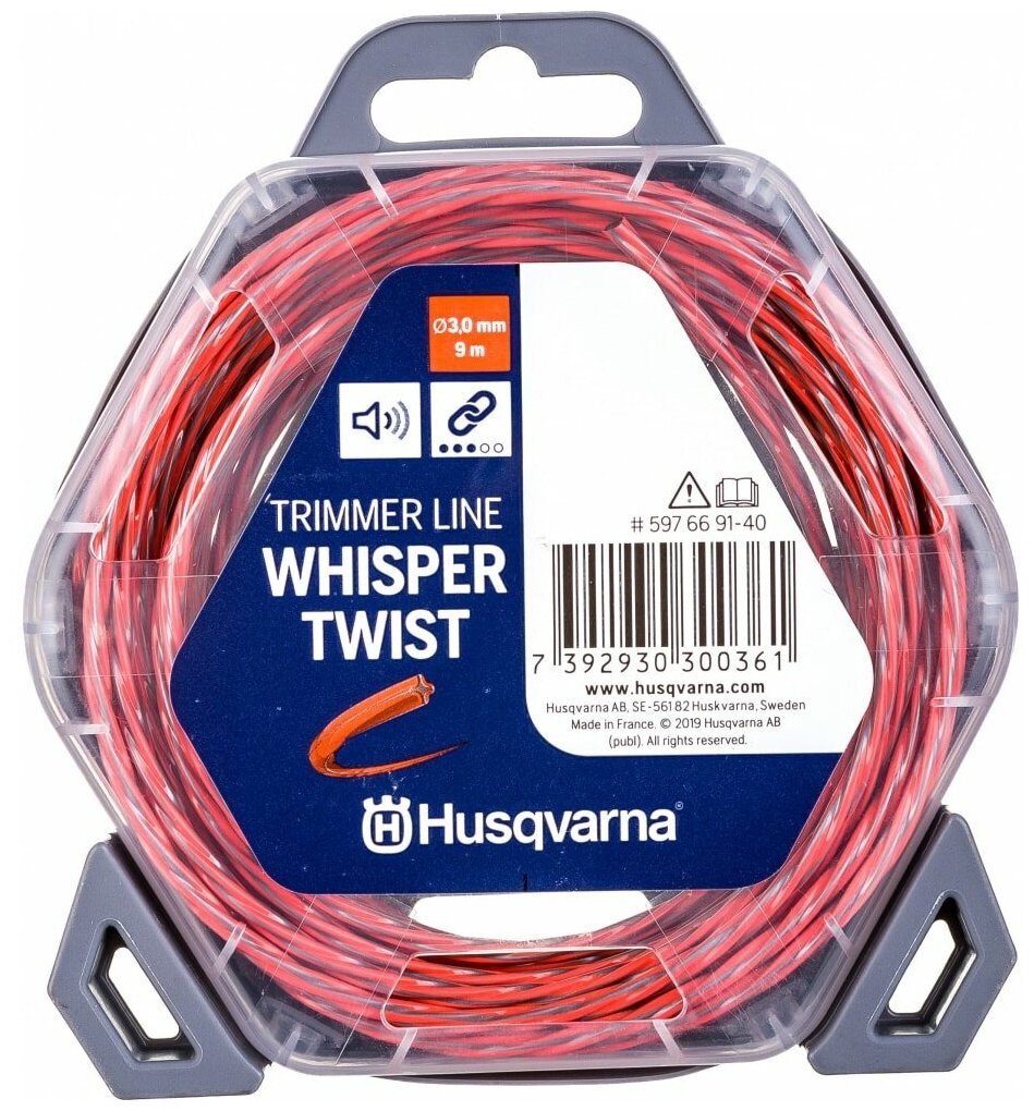 Корд триммерный бесшумный Husqvarna Whisper Twist 3.0 мм/9 м в блистере