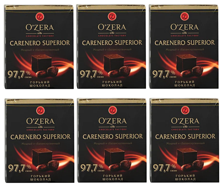 OZera, шоколад горький Carenero Superior, содержание какао 97,7%, 90 г*6 штук