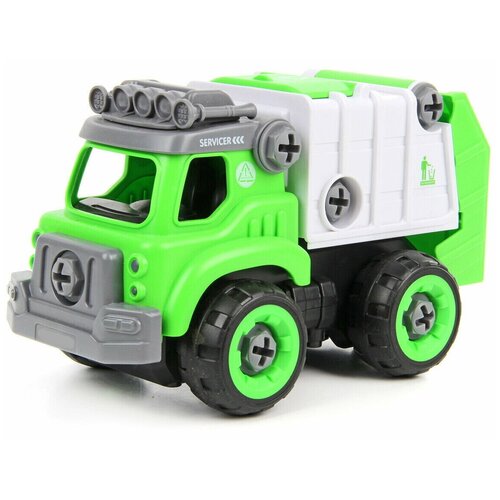 Детская машинка мусоровоз-конструктор 31 деталь с отвёрткой, строительная техника, в ассортименте, 669-1D