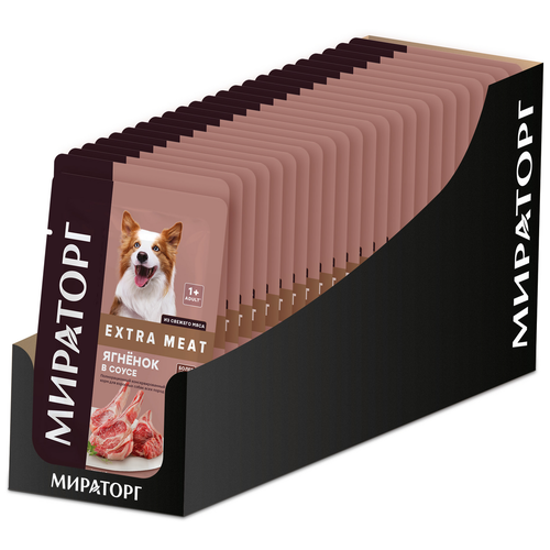 Влажный корм Winner Meat для взрослых собак всех пород Ягнёнок в соусе, 24 шт 85 гр