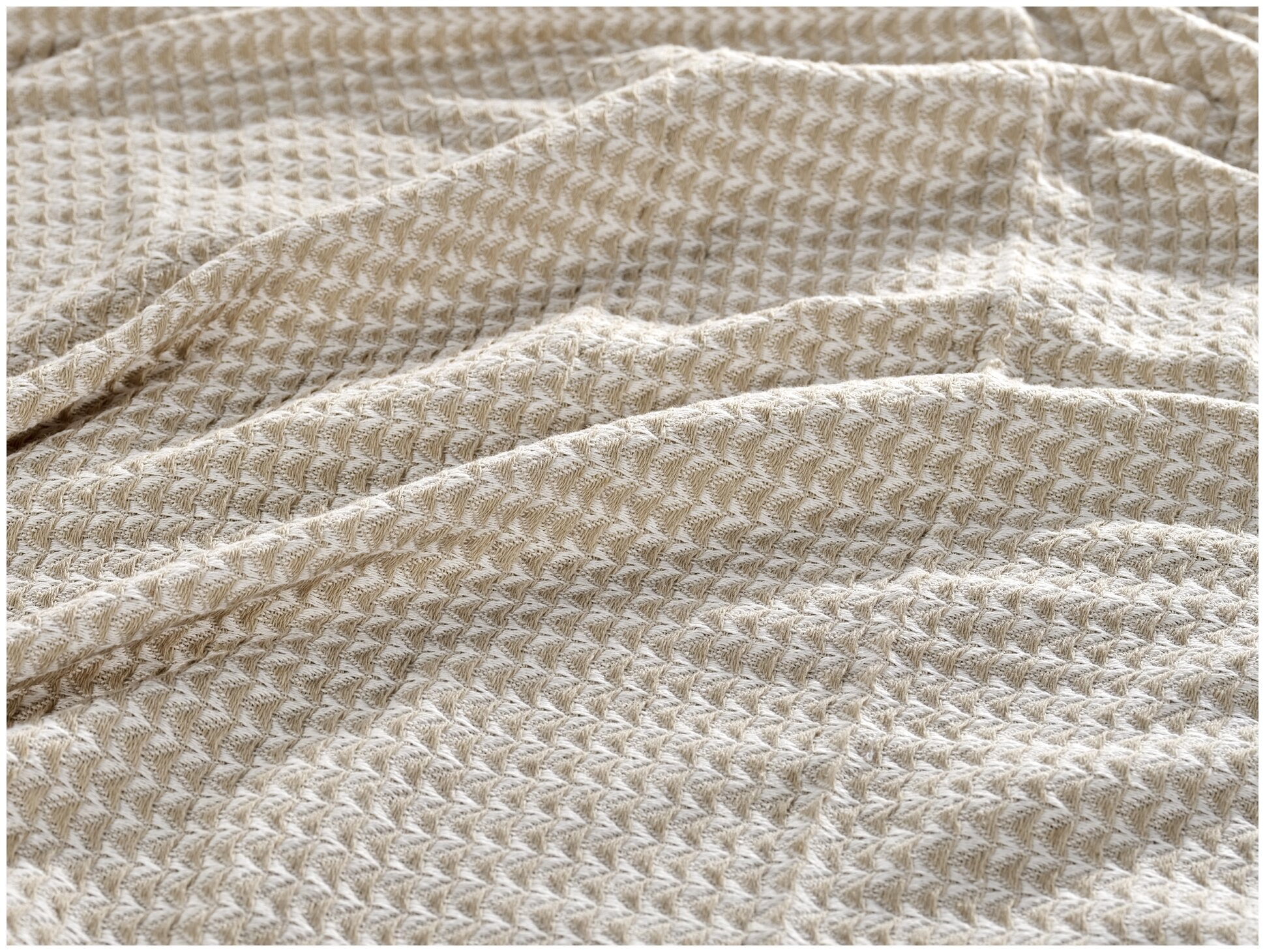 Покрывало PIKE LINENS /200х230/HERRINGBONE, бежевый - фотография № 2