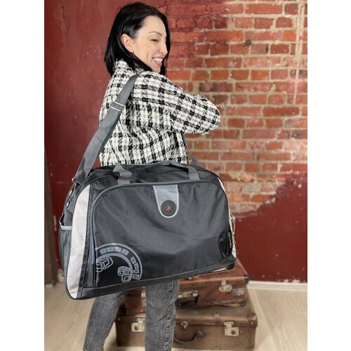 фото Сумка дорожная nn, 26х37х56 см, ручная кладь, серый, черный