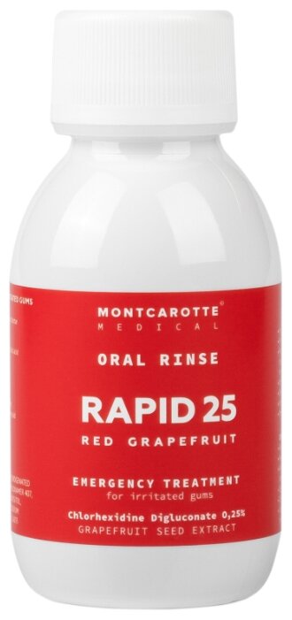 Антибактериальный Ополаскиватель для полости рта Монткаротт рапид 25 со вкусом и ароматом натурального грейпфрута MontCarotte, 100 мл