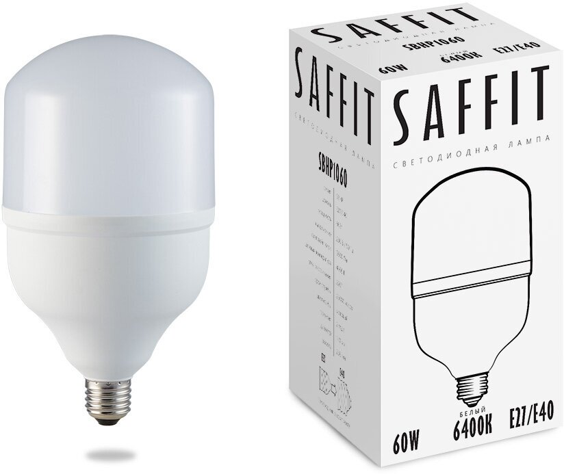 Лампа светодиодная, 60W 230V E27-E40 6400K T120, SBHP1060 SAFFIT