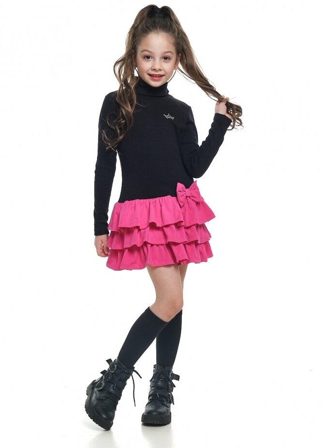 Платье для девочек Mini Maxi модель 6079 цвет черный/малиновый размер 104