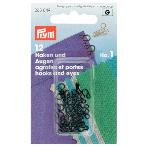 prym крючки и петли 1 263849 черный 12 шт Prym Крючки и петли №1 263849, черный, (12 шт.)