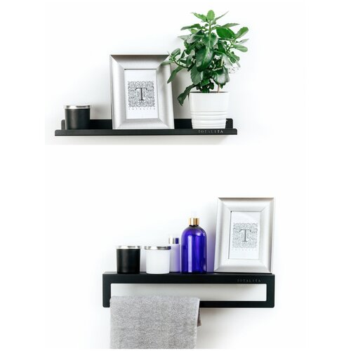 Totalita Комплект полок (полка прямая+ полка с кронштейном для полотенец), Полка, Полка для ванной, Держатель-полка двухъярусная
