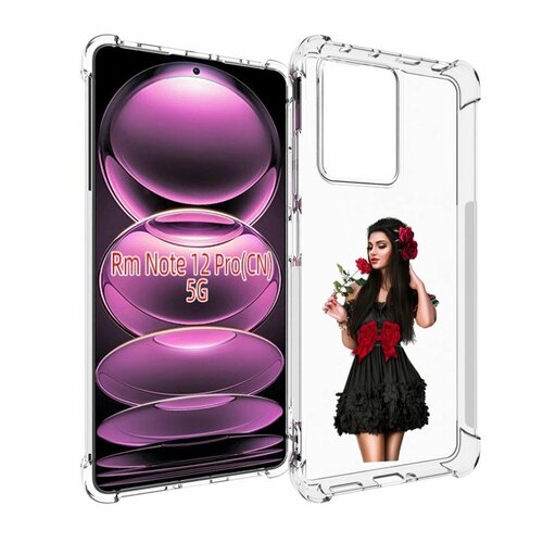 Чехол MyPads девушка-в-черном-платье-с-розой женский для Xiaomi Redmi Note 12 Pro / POCO X5 Pro задняя-панель-накладка-бампер чехол mypads девушка в черном платье с розой женский для xiaomi redmi a1 задняя панель накладка бампер