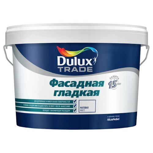 краска акриловая эксперт фасадная матовая белый 9 л Краска акриловая Dulux Diamond Фасадная Гладкая матовая белый 9 л