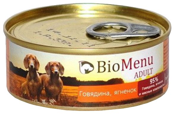 BioMenu Консервы для собак Говядина и Ягненок (7390229794), 0,1 кг, 19007 (10 шт)