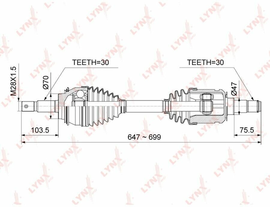 Lynx привод в сборе, toyota land cruiser prado(120) 3.0d-4.0 02-09, lexus gx470 01-09 cd1023