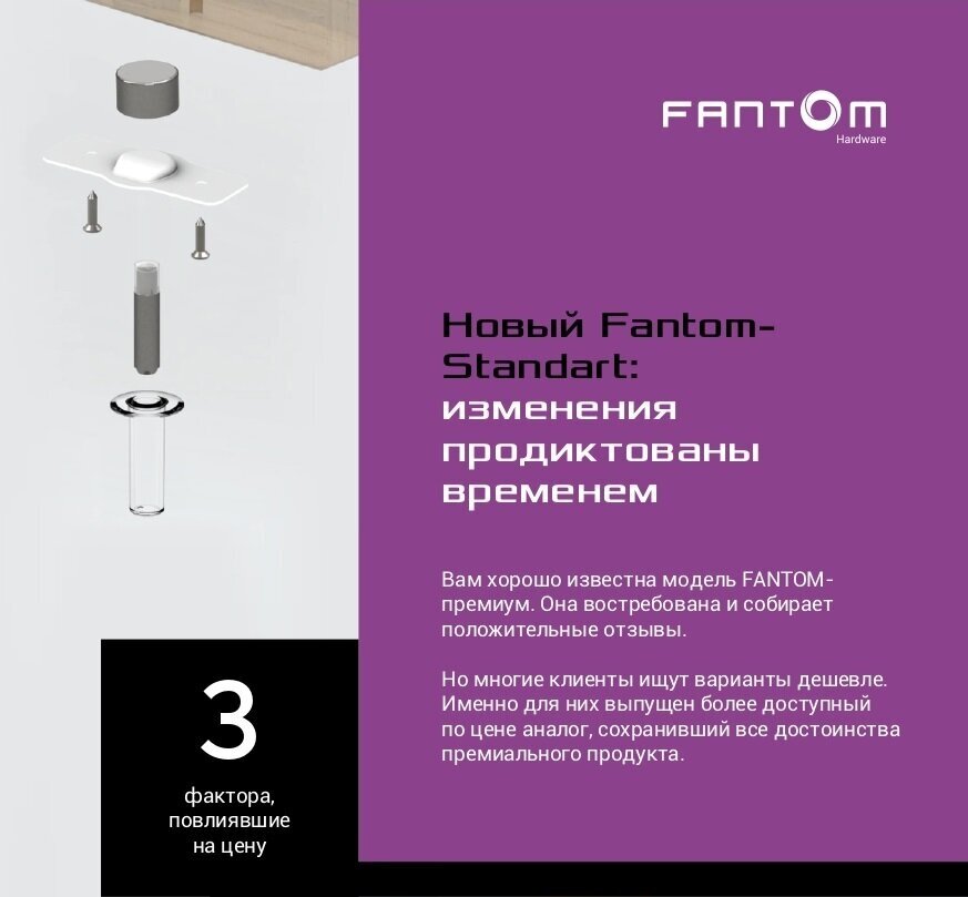 фото Упор магнитный автоматический скрытый (отбойник/стопор/стоппер) FANTOM STANDART (Фантом) прозрачный