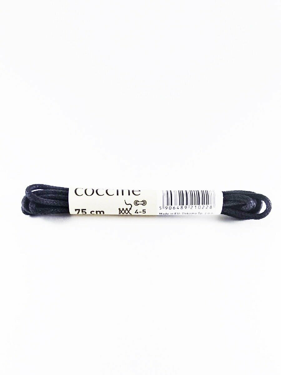Шнурки хлопковые вощеные тонкие Coccine, черный, 2 мм, 75 см