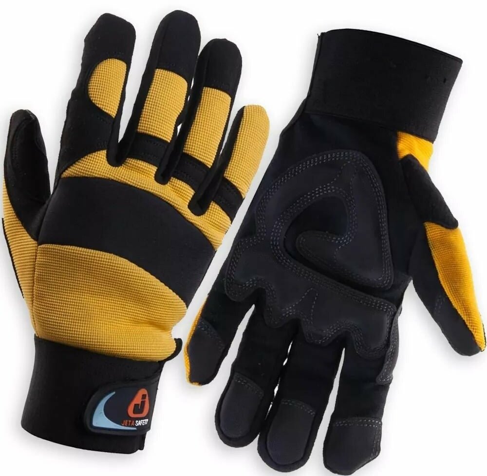 Jeta Safety Защитные перчатки от вибрации, швы Кевлар, размер М/8, JAV01-VP-8/M