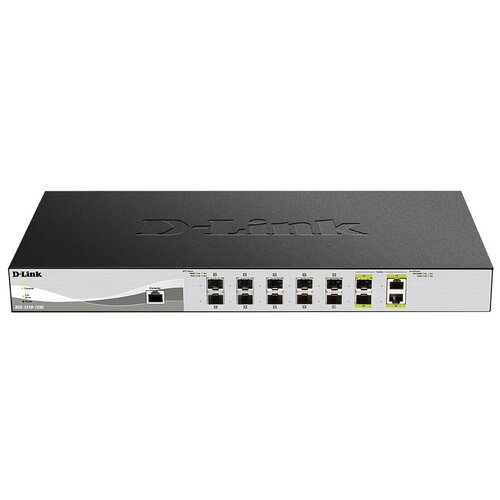 Коммутатор DXS-1210-12SC/A3A, PROJ L2+ Smart Switch with 10 10GBase-X SFP+ ports and 2 10GBase-T/SFP+ combo-ports.16K Mac address, 240Gbps switching capacity, 802.3x Flow Control, 802.3ad Link Aggregatio