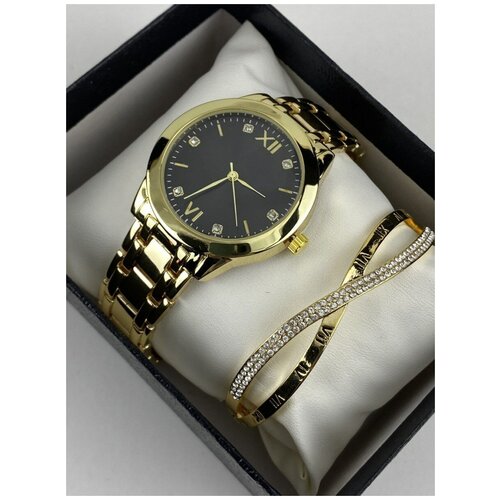Наручные часы, золотой, черный женские часы с браслетом из кубинской кожи часы с зеленым призраком воды женские часы комплект ювелирных изделий подарок