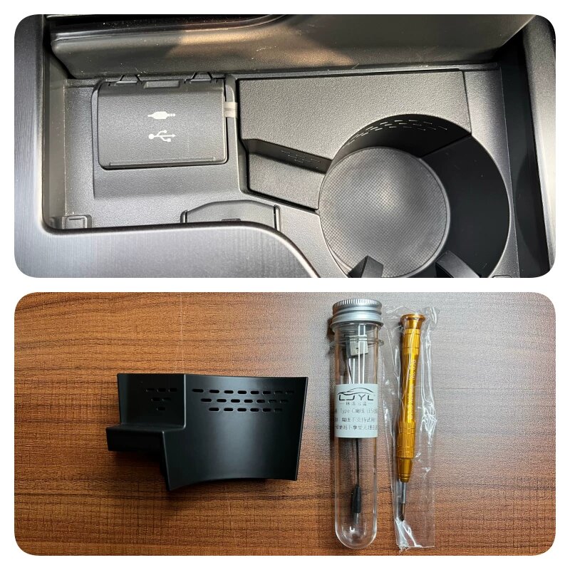 Кабель Type-C плоский для Lexus ES с DIY USB-крышкой (открытие сверху), длина 0.1 м, включая отвертку