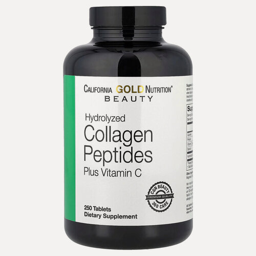 Изображение товара California Gold Nutrition Hydrolyzed Collagen Peptides + Vitamin C Type 1 & 3 (Гидролизованные коллагеновые пептиды + витамин С) 6000 мг 250 таблеток