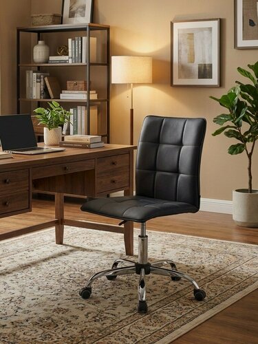 Изображение товара Кресло компьютерное TetChair черное, искусственная кожа, без подлокотников, макс. нагрузка 100 кг