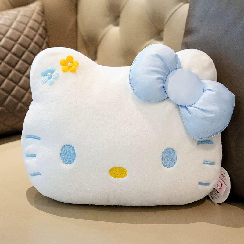 Hello Kitty Цветочная Узор Синяя Подушка 40см для Путешествий в Авто, Самолета и Домашнего Декора