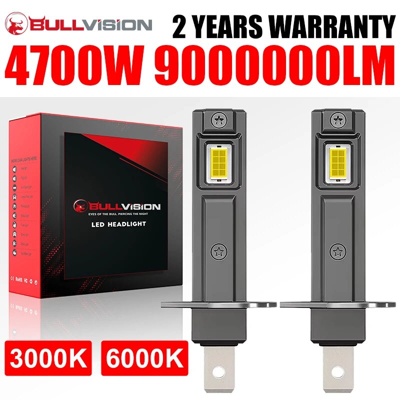 2700W H1 Светодиодный автомобильный фонарь 9000000LM 6000K Белый светодиодный фонарь Canbus 1:1 Мини-диод 16PCS CSP Core Высокая яркая лампа DRL 12V Противотуманная фара
