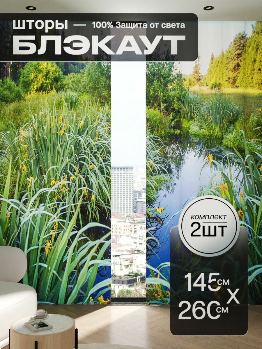 Шторы блэкаут 145x260 см 2 шт на окна плотные комплект