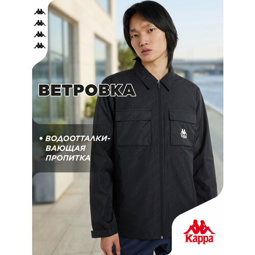 фото Ветровка kappa authentic mp icon men's aop windbreaker, размер 46, черный