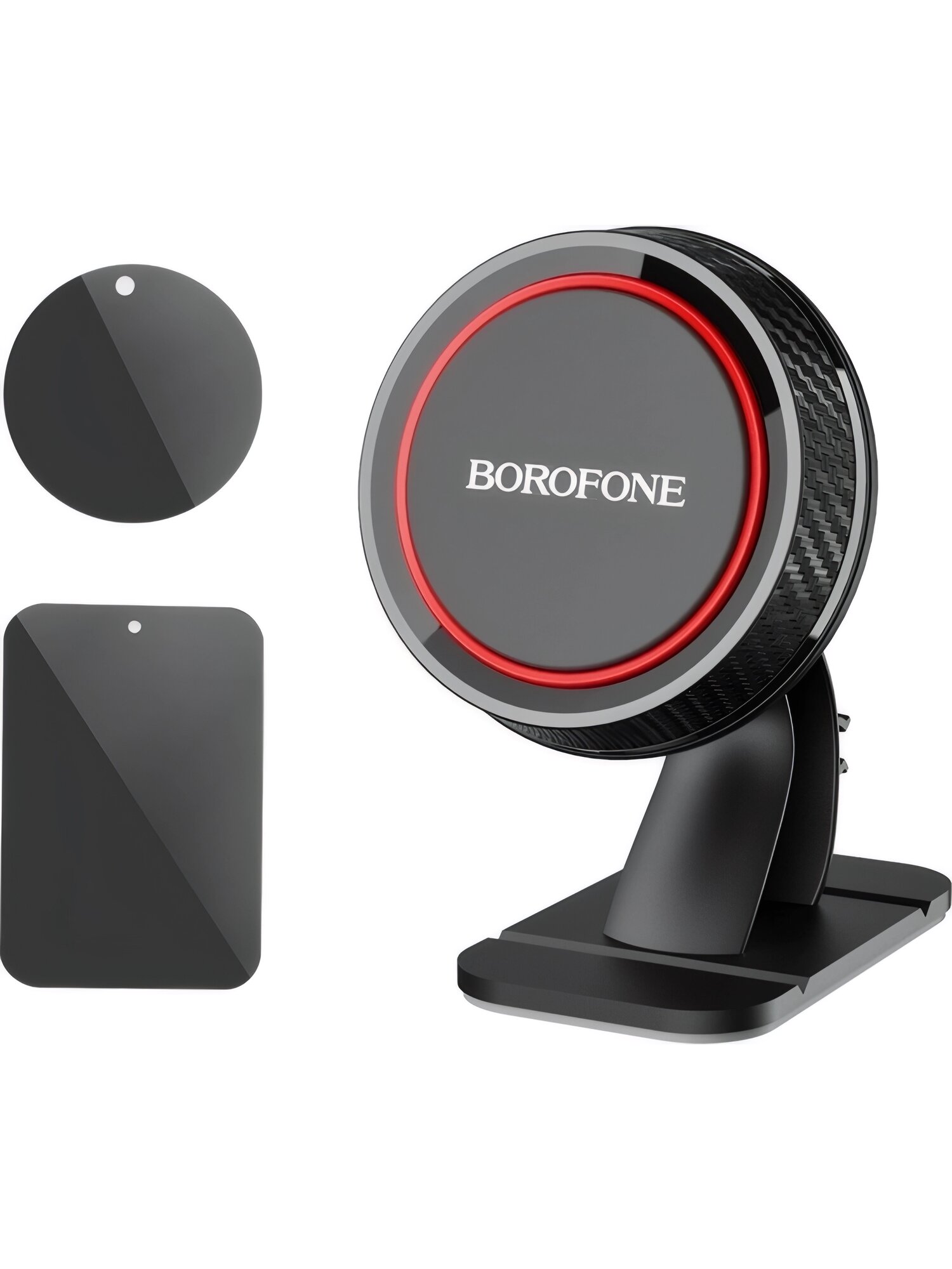 Держатель для телефона на стекло/панель магнитный BOROFONE BH13 черный/красный (00331)
