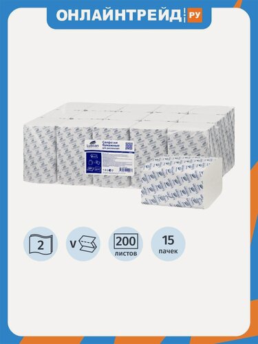 Изображение товара Салфетки бумажные Luscan Professional N4 2-сл 200 л 15 пач/уп