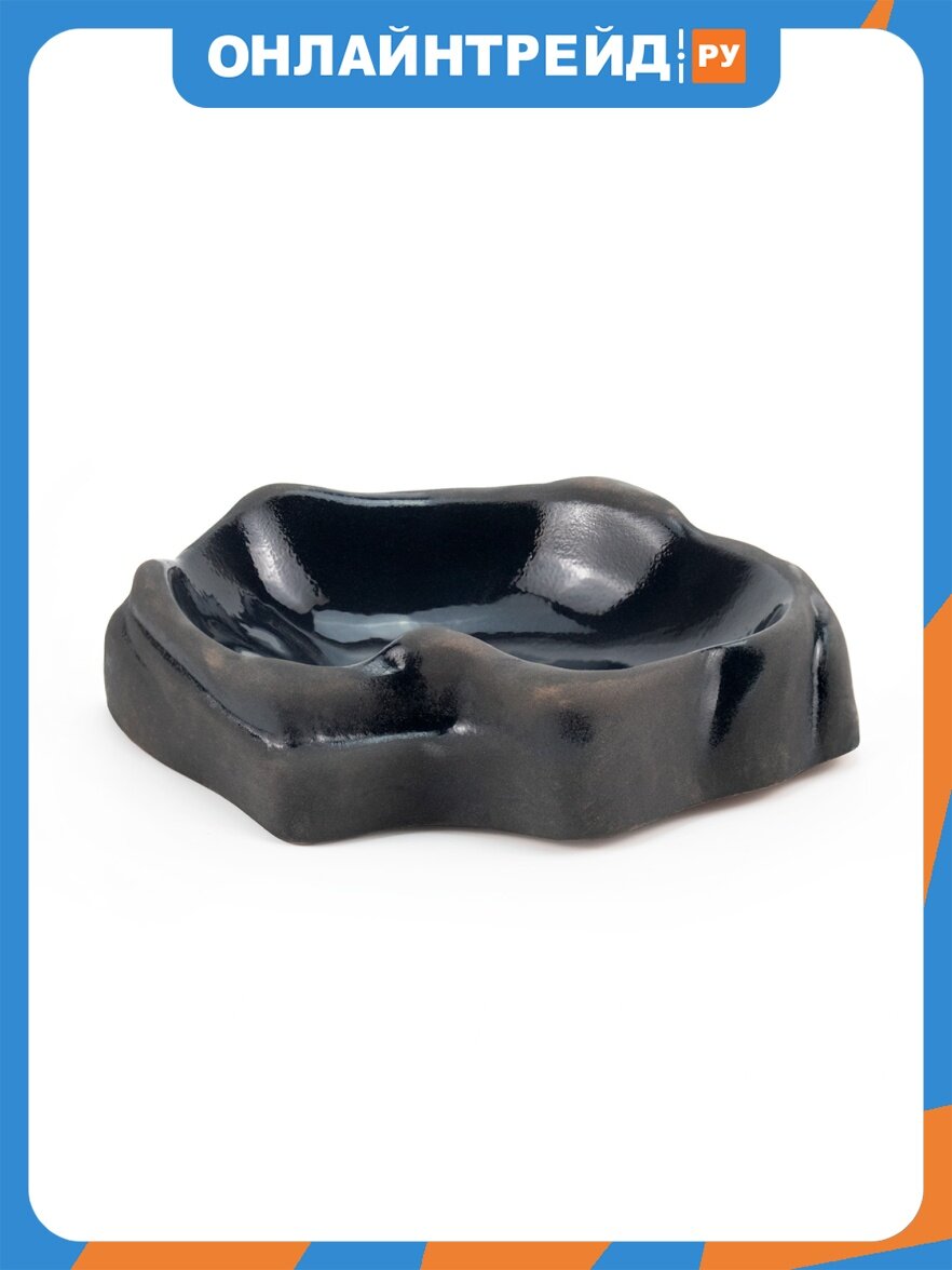 Кормушка керамическая Novamark TERRA Камень L черная 17х20х4,5см