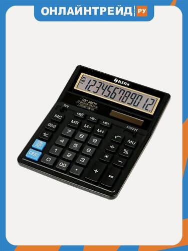 Изображение товара Калькулятор Eleven настольный SDC-888TII, 12 разрядов, двойное питание, 158*203*31мм, черный
