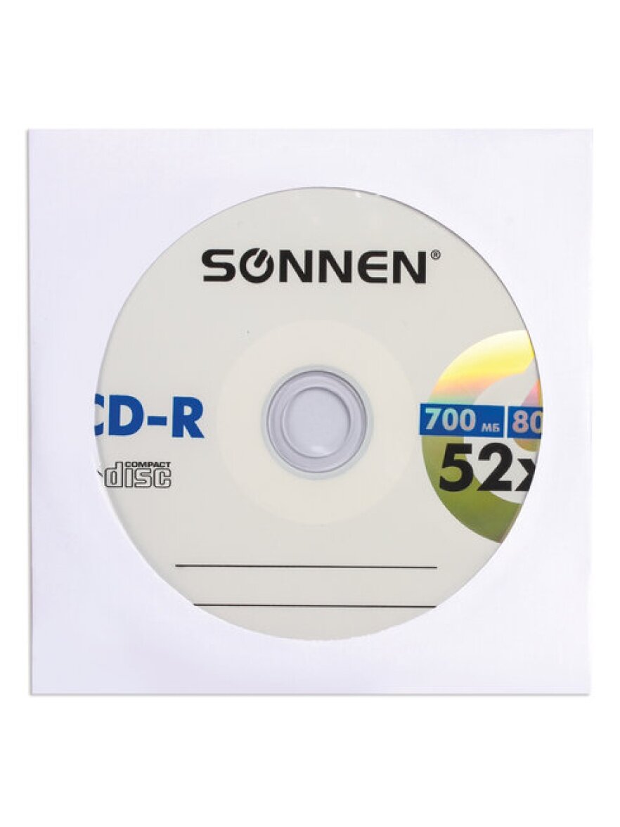 Конверты для CD/DVD Brauberg (125х125 мм) с окном, бумажные, клей декстрин, комплект 25 шт, , 123599 — фото 1