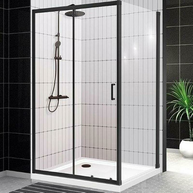 Душевой уголок BelBagno Uno 120x80 UNO-195-AH-1-120 80-C-NERO профиль Черный матовый стекло прозрачное