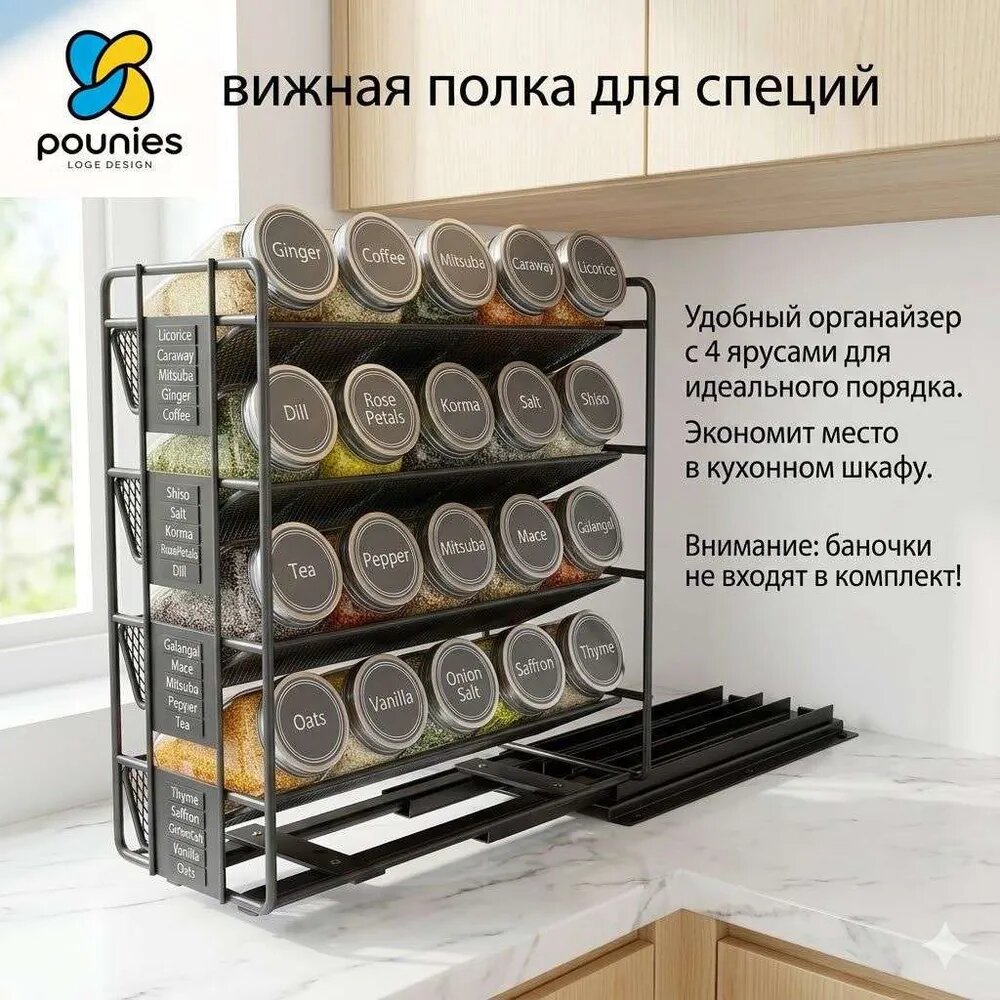Полка для кухонной мебели Настольная Прямая, 12.7х26.67х26.67 см, 1 шт.
