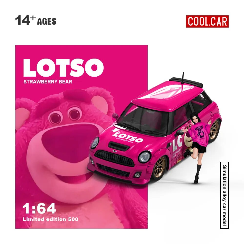 COOLCAR 1:64 Lotso Strawberry Bear Mini Cooper, розовый