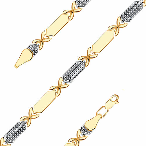 фото Браслет diamant online, красное золото, 585 проба, длина 17 см., прозрачный