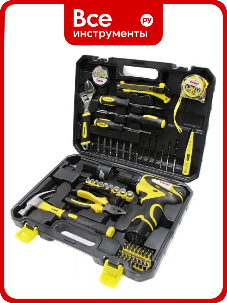 Набор инструментов с шуруповертом WMC Tools 68пр, 1/4', 6гр, 5-13мм WMC-2068(48158)