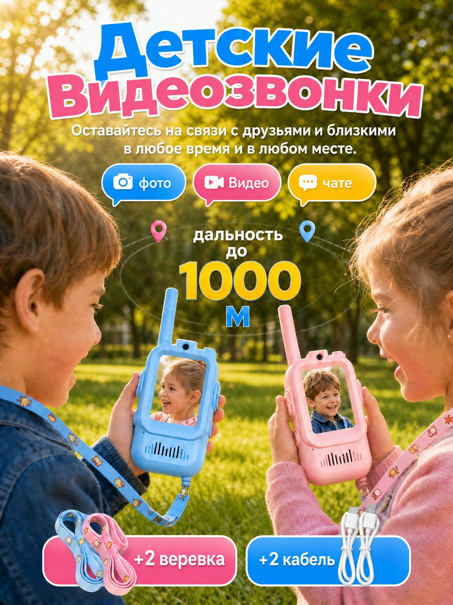 Видео-подарки для мальчиков и девочек, набор из двух предметов, VideoWalkie-Talkie
